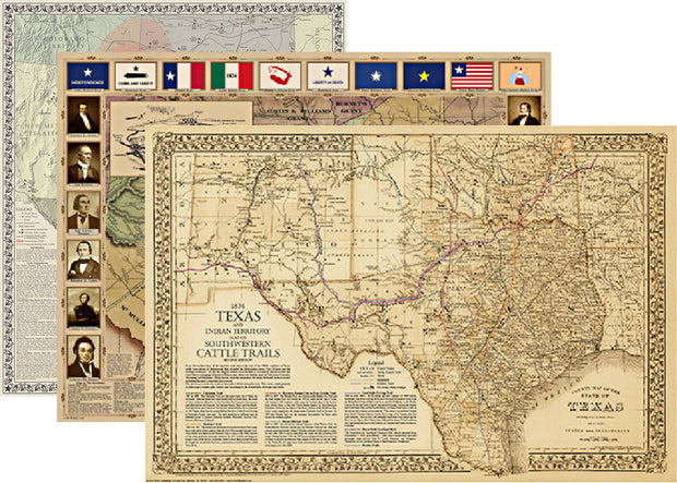Texas History Classroom Maps - 3 Map Set