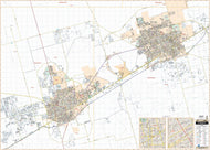 Midland & Odessa Combo Wall Map w/ Zip Codes