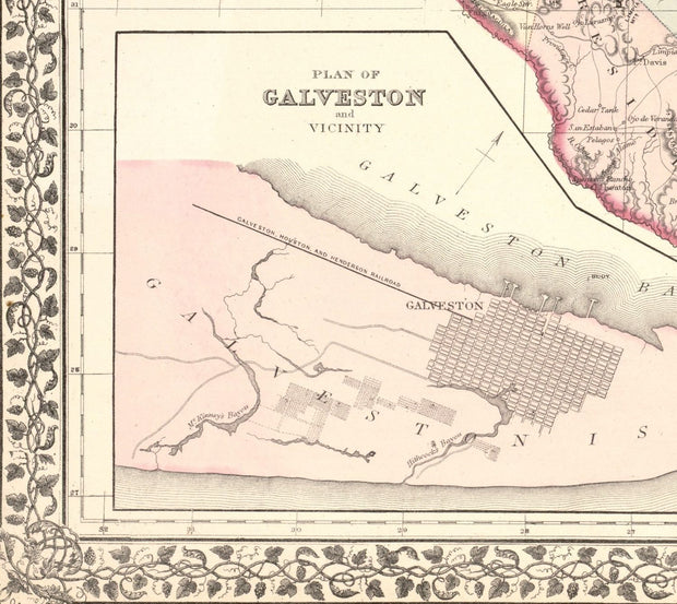 1876 County Map of Texas by S.A. Mitchell