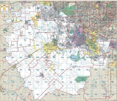 Fort Bend County Wall Map with Zips by Key Maps Inc.