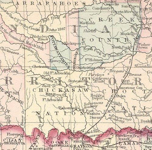 1876 County Map of Texas by S.A. Mitchell