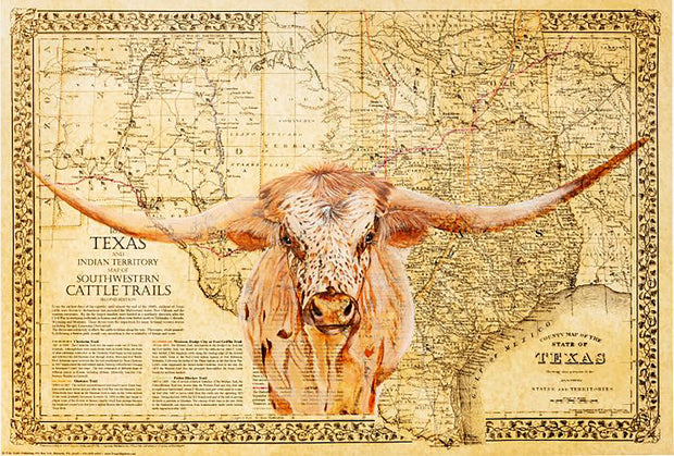 1876 Cattle Trails Map, Longhorn Edition