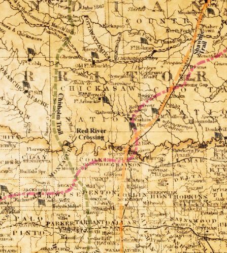 1876 Cattle Trails Map, Longhorn Edition