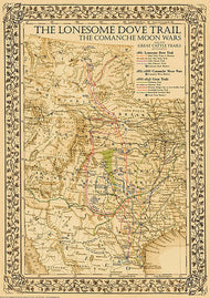 1881 Lonesome Dove/Comanche Moon Wars & Great Cattle Trails Map
