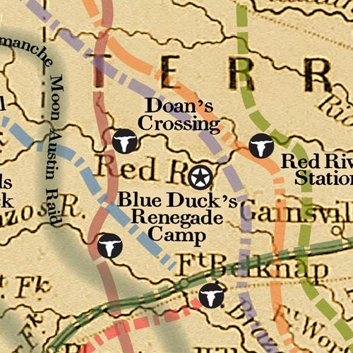 1881 Lonesome Dove/Comanche Moon Wars & Great Cattle Trails Map