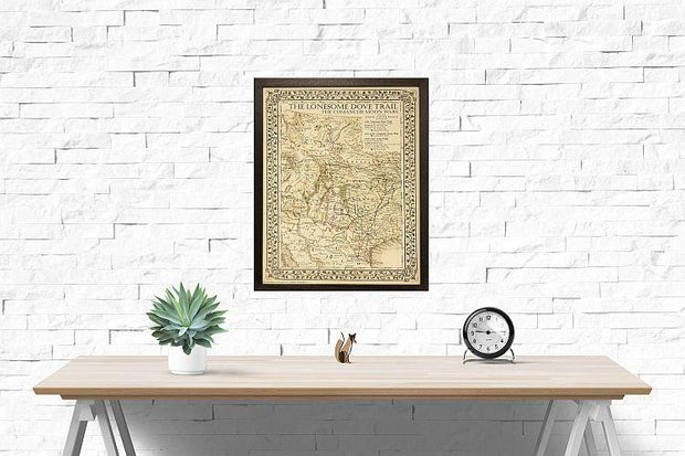 1881 Lonesome Dove/Comanche Moon Wars & Great Cattle Trails Map