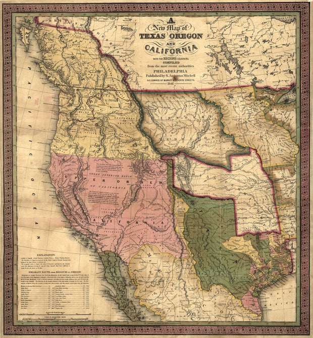 A New Map of Texas, Oregon and California with the Regions Adjoining, 1846