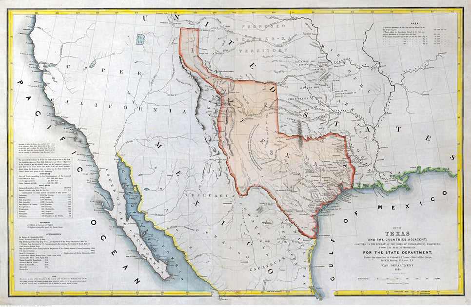 The Republic of Texas 1844 map – Texas Map Store