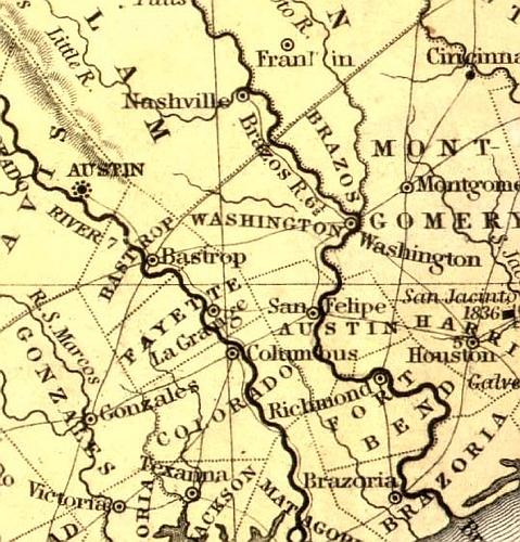 1846 Texas "Stovepipe" Map by Augustus Mitchell