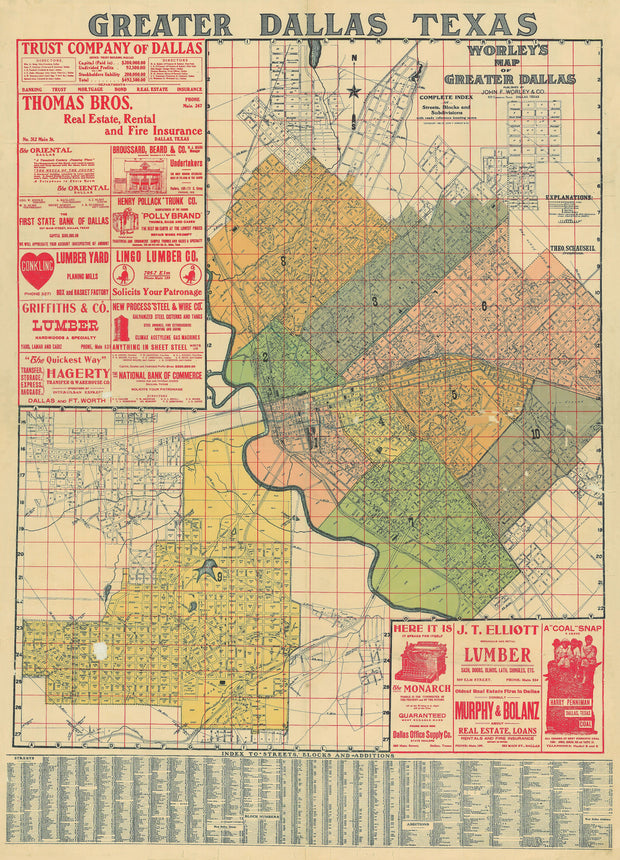 Worley's Map of Greater Dallas 1905