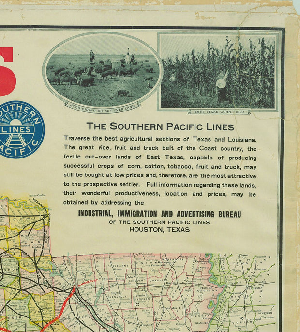 Correct Map of Texas and Louisiana 1917
