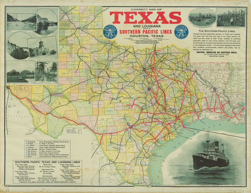 Correct Map of Texas and Louisiana 1917 – Texas Map Store