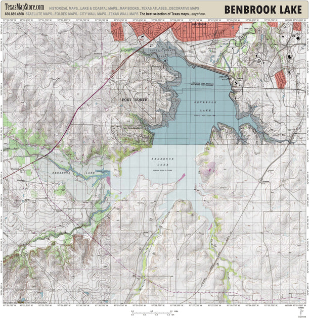 Benbrook Lake Texas fishing map – Texas Map Store