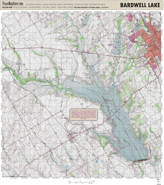 Bardwell Lake fishing map Texas Map Store
