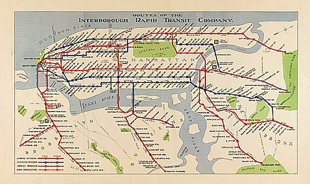 趣味 TRANSIT New York Rapid Transit 1924 – Texas Map Store