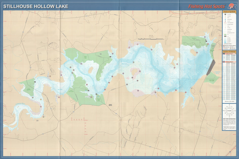 Stillhouse Hollow Lake fishing map Texas Map Store