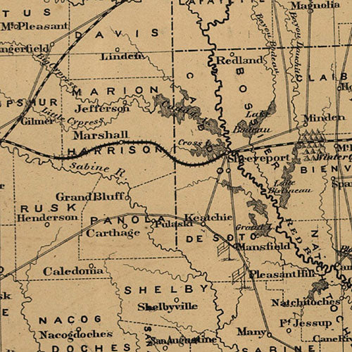 Campaign map of Texas, Louisiana and Arkansas 1871