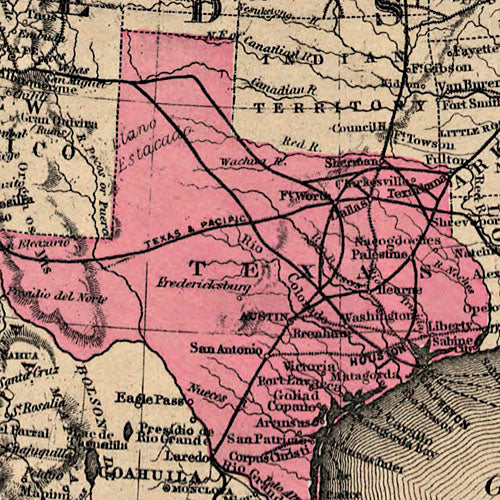 Neue Karte de Staates Texas 1881