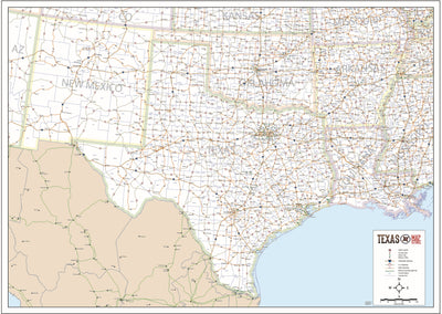 South-Central US Wall Map by Texas Map Store