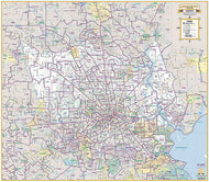 Harris County Major Thoroughfare Wall Map with Zip Codes by Key Maps Inc.
