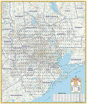 Greater Houston Thoroughfares Wall Map with Zip Codes by Key Maps Inc.