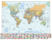 Classic World Wall Map with Flags by Globe Turner