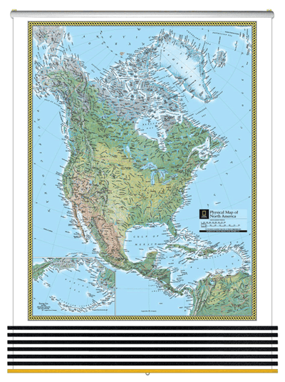 Physical 7 Continent Maps Classroom Pull Down 7 Map Bundle by National Geographic