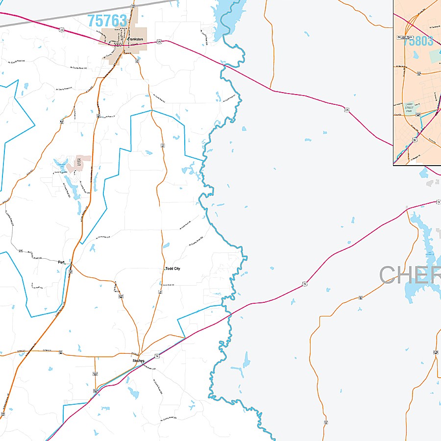 Anderson County, TX Premium Style Wall Map