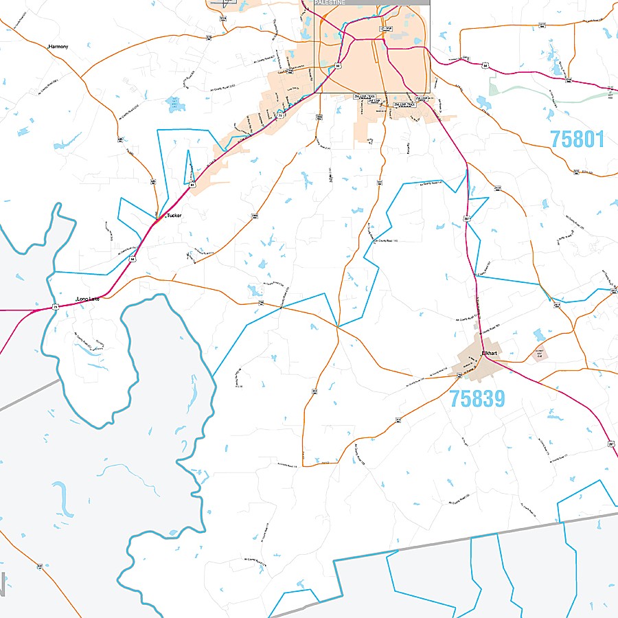 Anderson County, TX Premium Style Wall Map