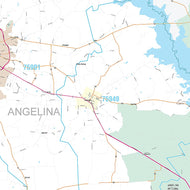 Angelina County, TX Premium Style Wall Map