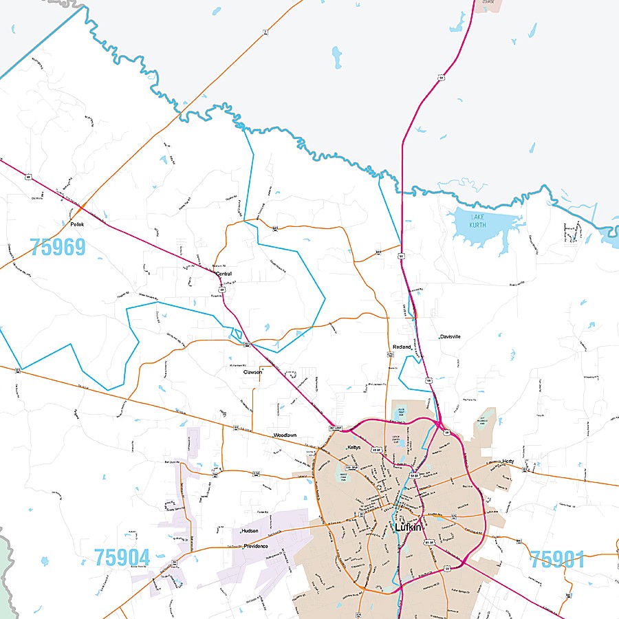 Angelina County, TX Premium Style Wall Map