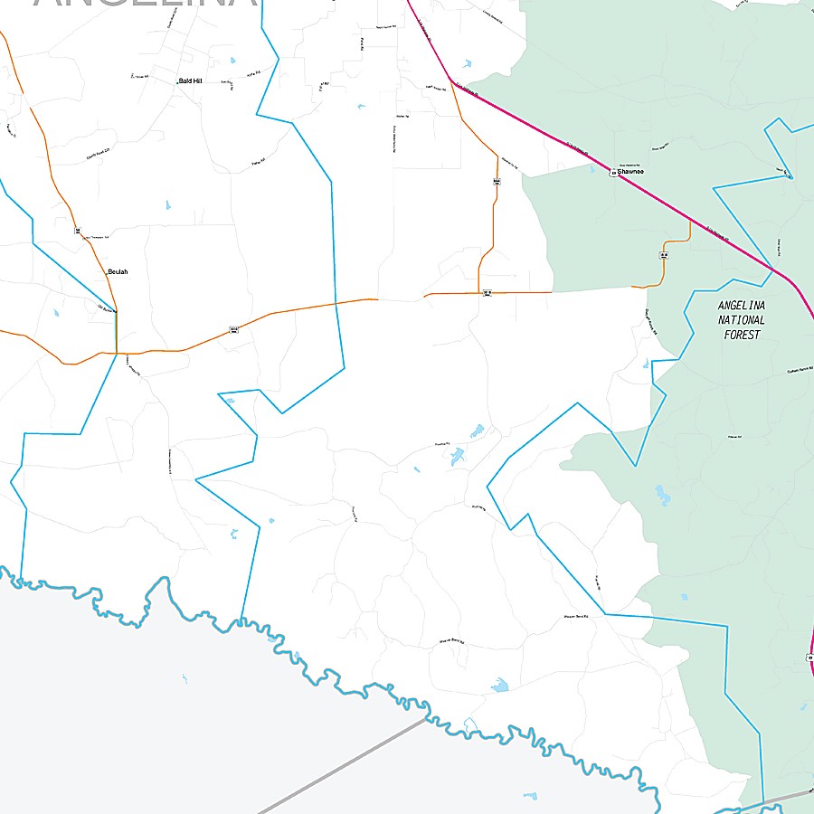 Angelina County, TX Premium Style Wall Map
