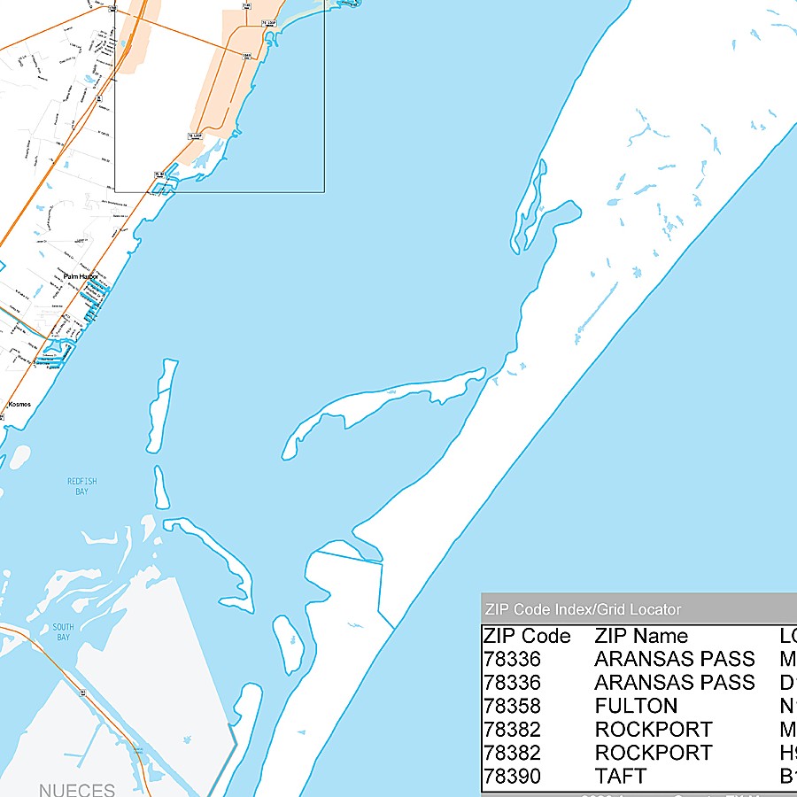 Aransas County, TX Premium Style Wall Map