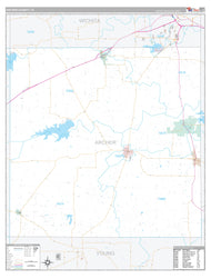 Archer County, TX Premium Style Wall Map