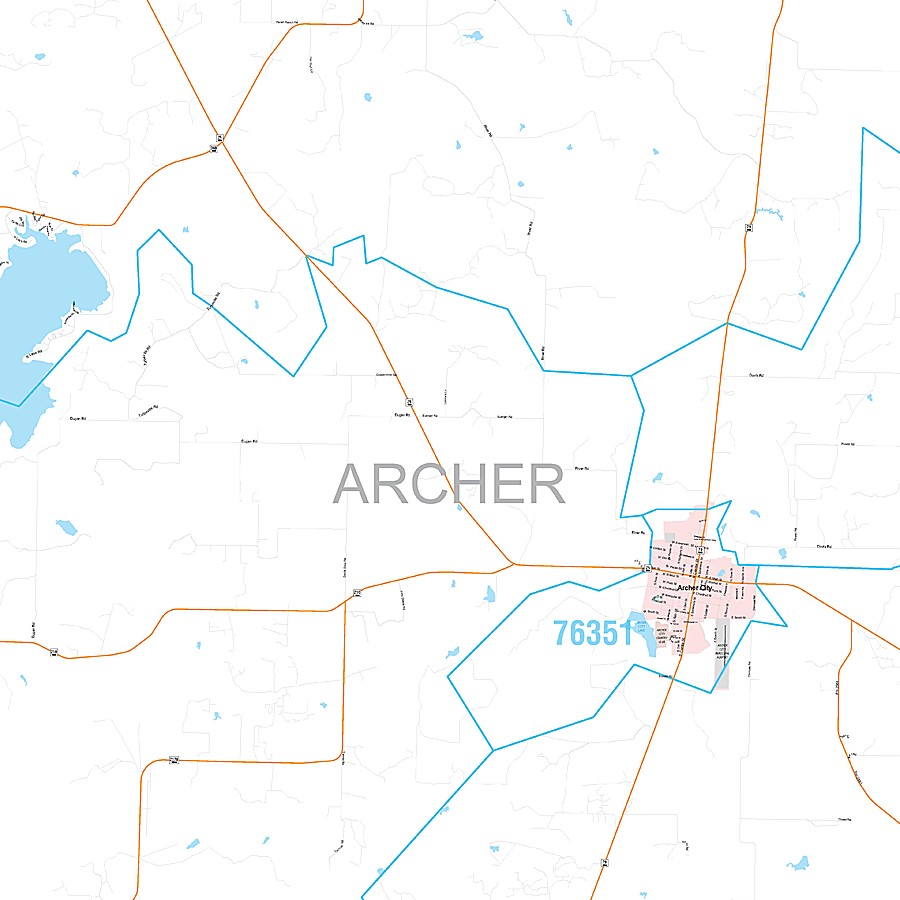 Archer County, TX Premium Style Wall Map