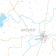 Archer County, TX Premium Style Wall Map