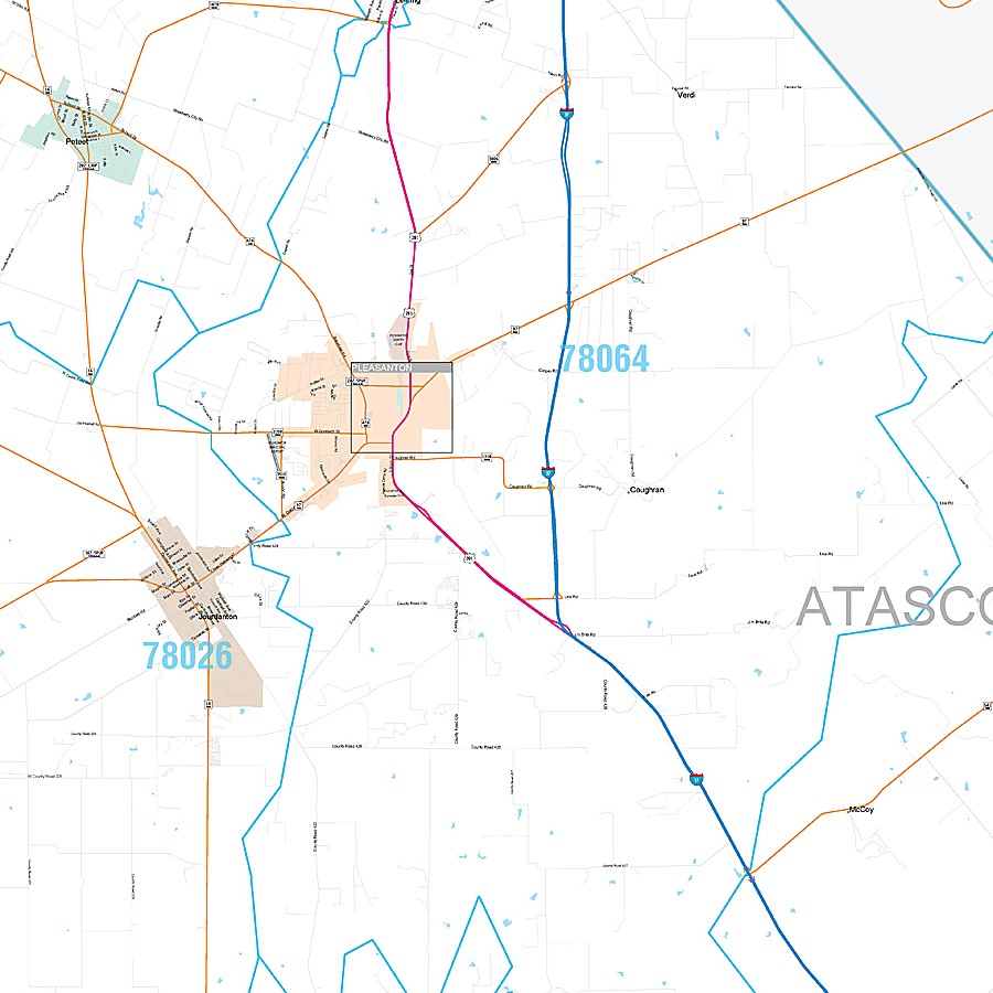 Atascosa County, TX Premium Style Wall Map