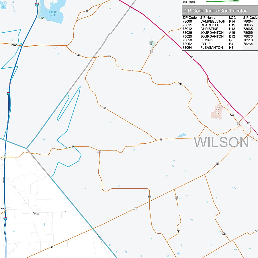 Atascosa County, TX Premium Style Wall Map