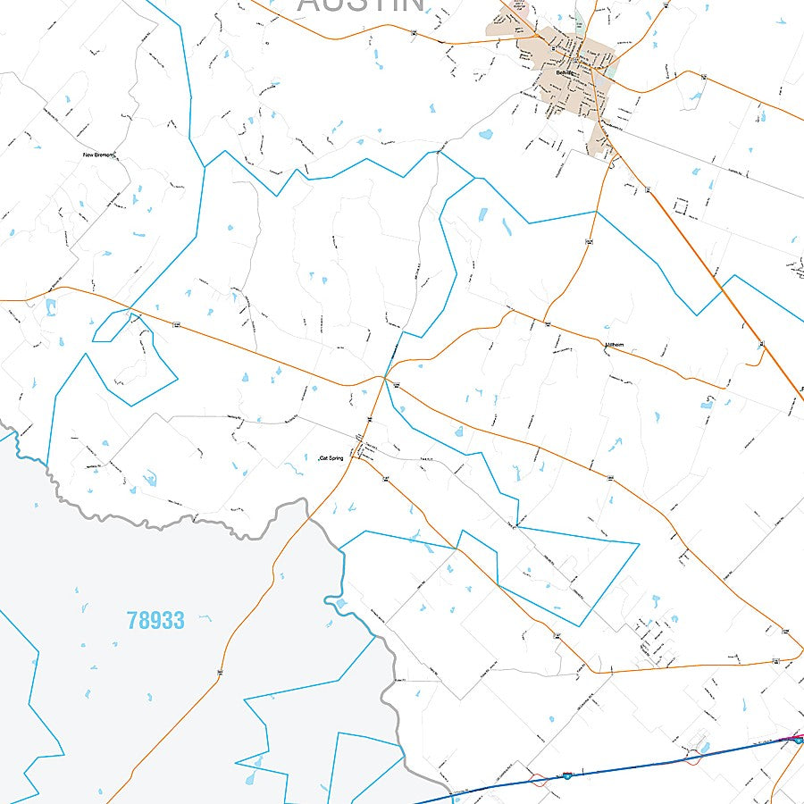 Austin County, TX Premium Style Wall Map
