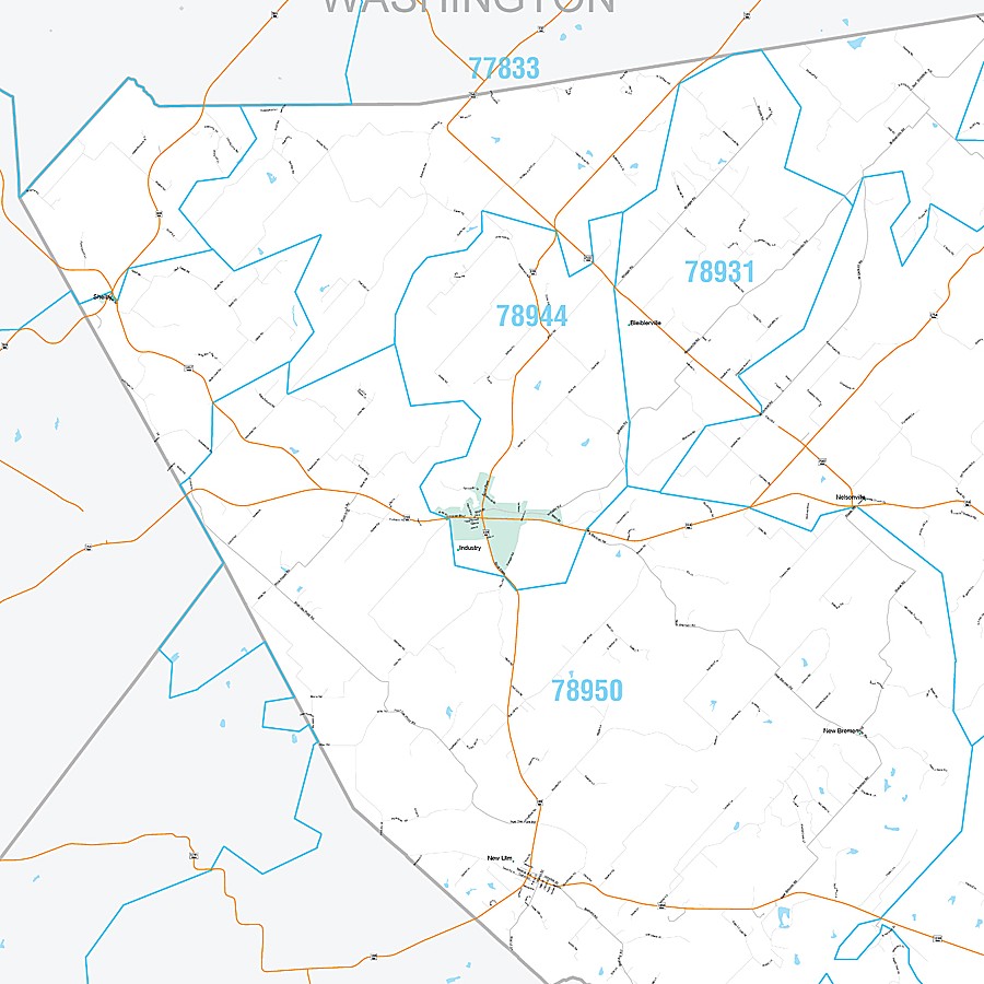 Austin County, TX Premium Style Wall Map
