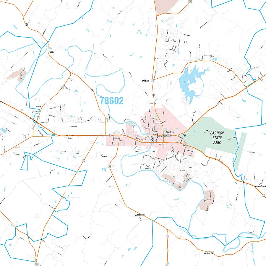 Bastrop County, TX Premium Style Wall Map