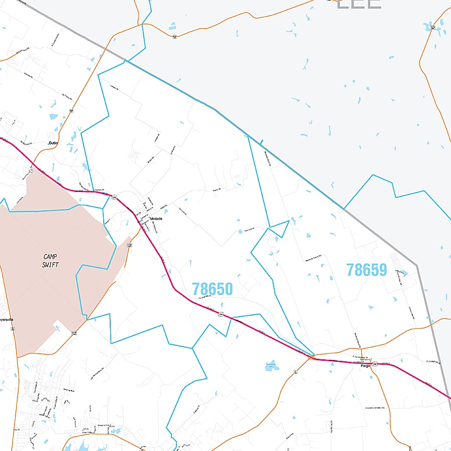 Bastrop County, TX Premium Style Wall Map
