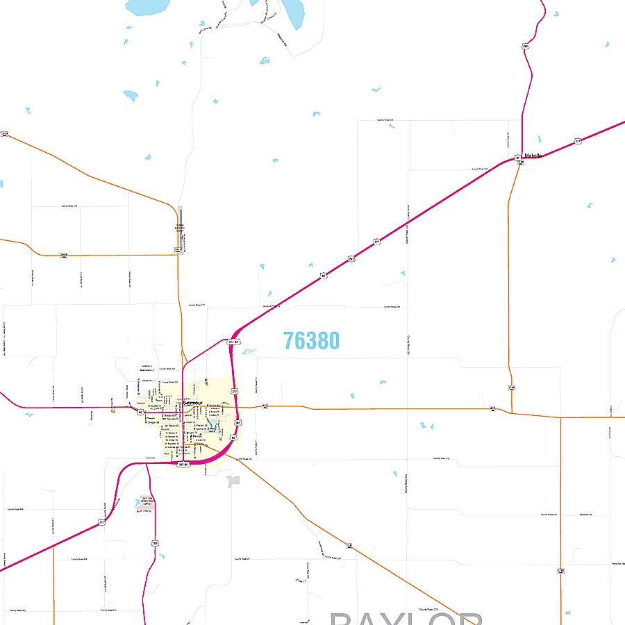 Baylor County, TX Premium Style Wall Map