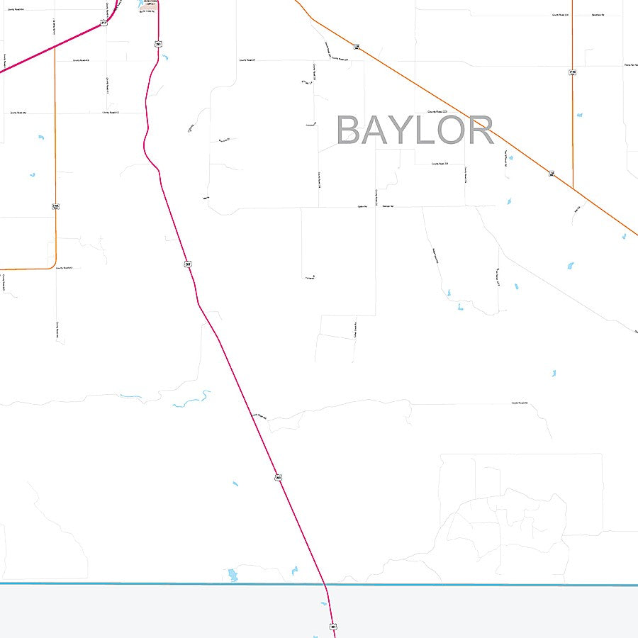 Baylor County, TX Premium Style Wall Map