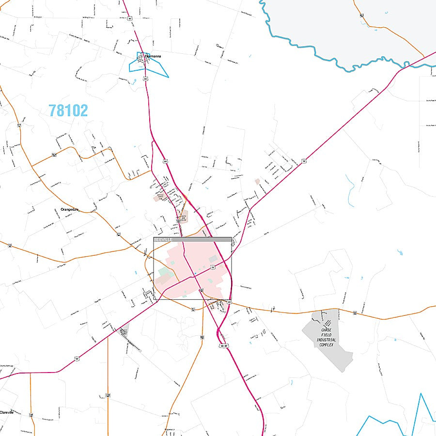 Bee County, TX Premium Style Wall Map