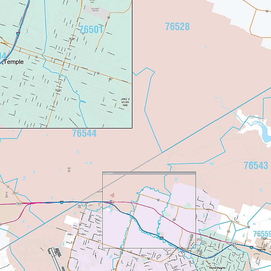 Bell County, TX Premium Style Wall Map