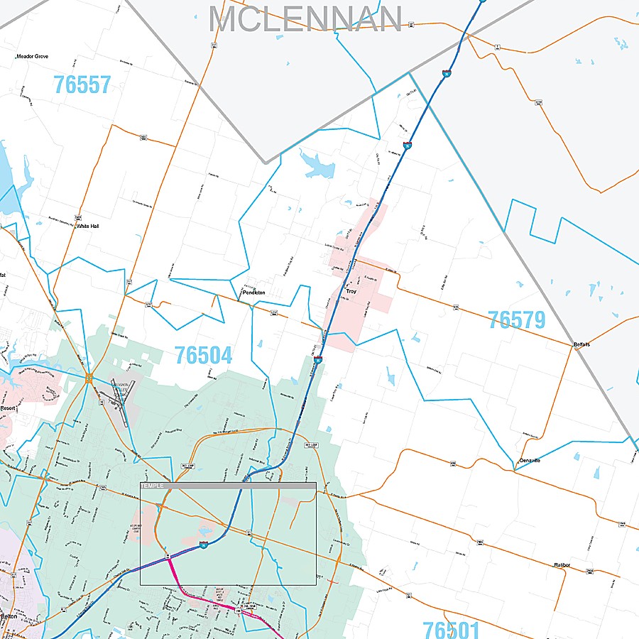 Bell County, TX Premium Style Wall Map