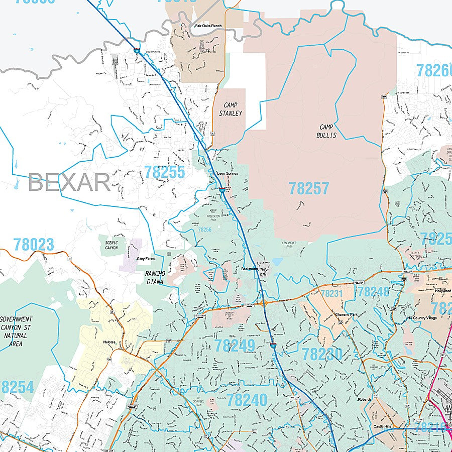 Bexar County, TX Premium Style Wall Map