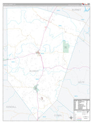 Blanco County, TX Premium Style Wall Map
