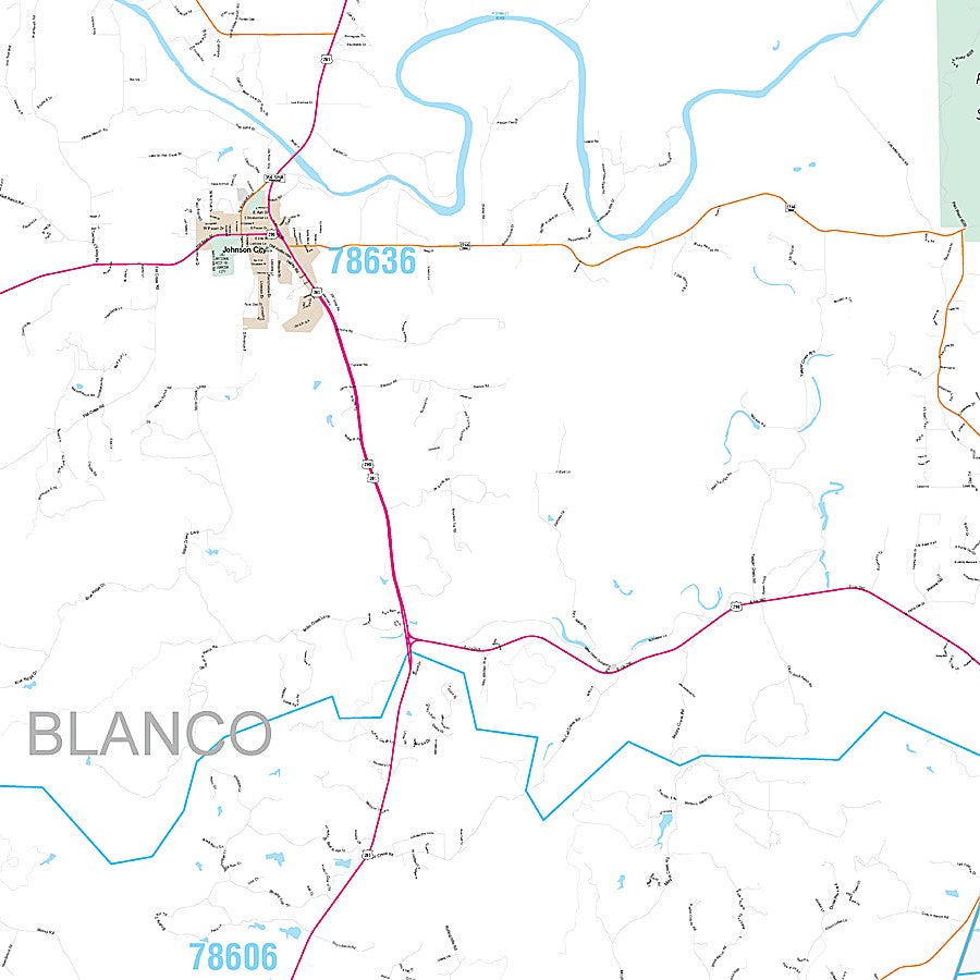 Blanco County, TX Premium Style Wall Map
